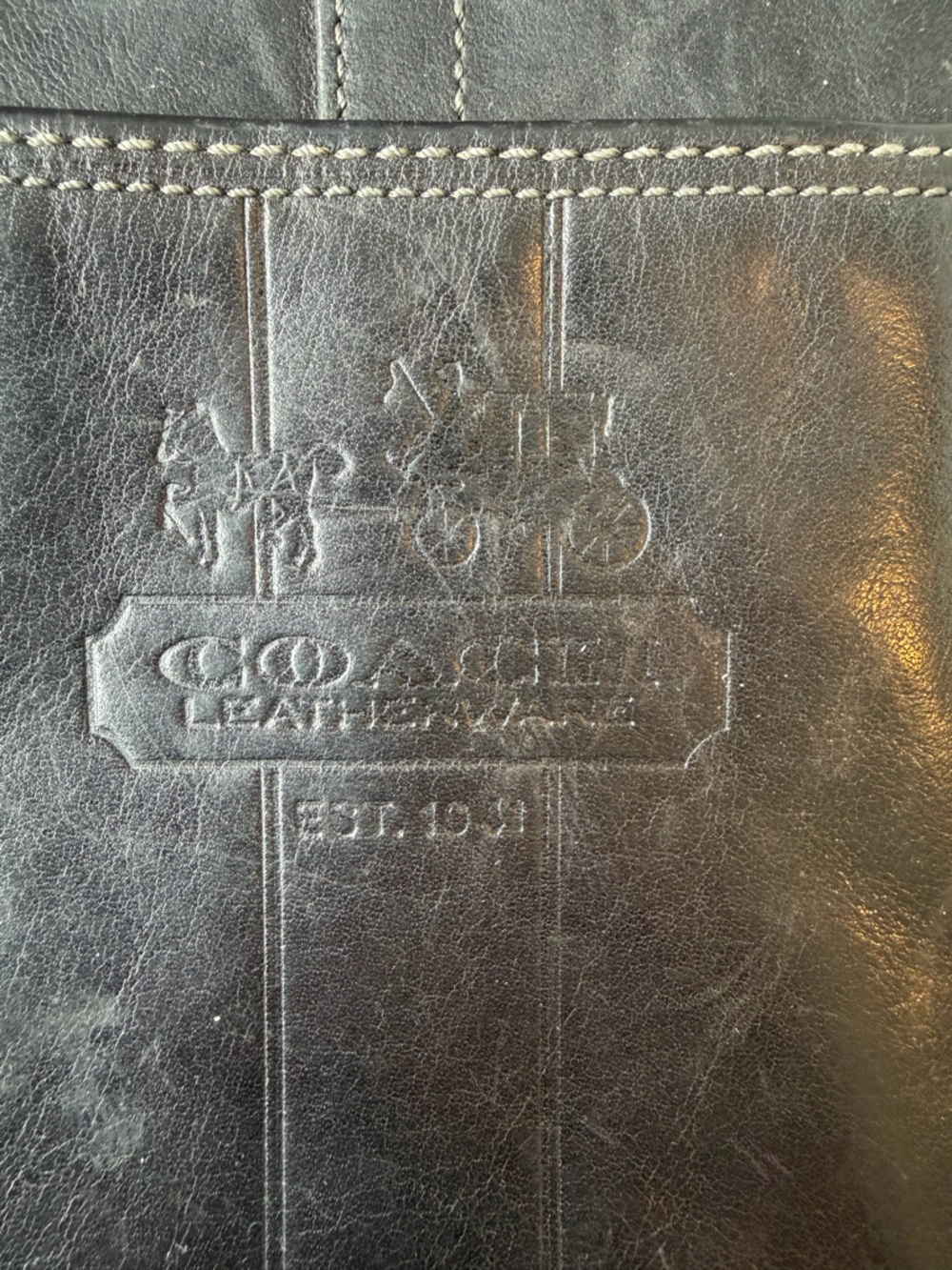 Vintage Coach small Leather Crossbody Messenger Bag - Black/ pink lining - Picture 5 of 8